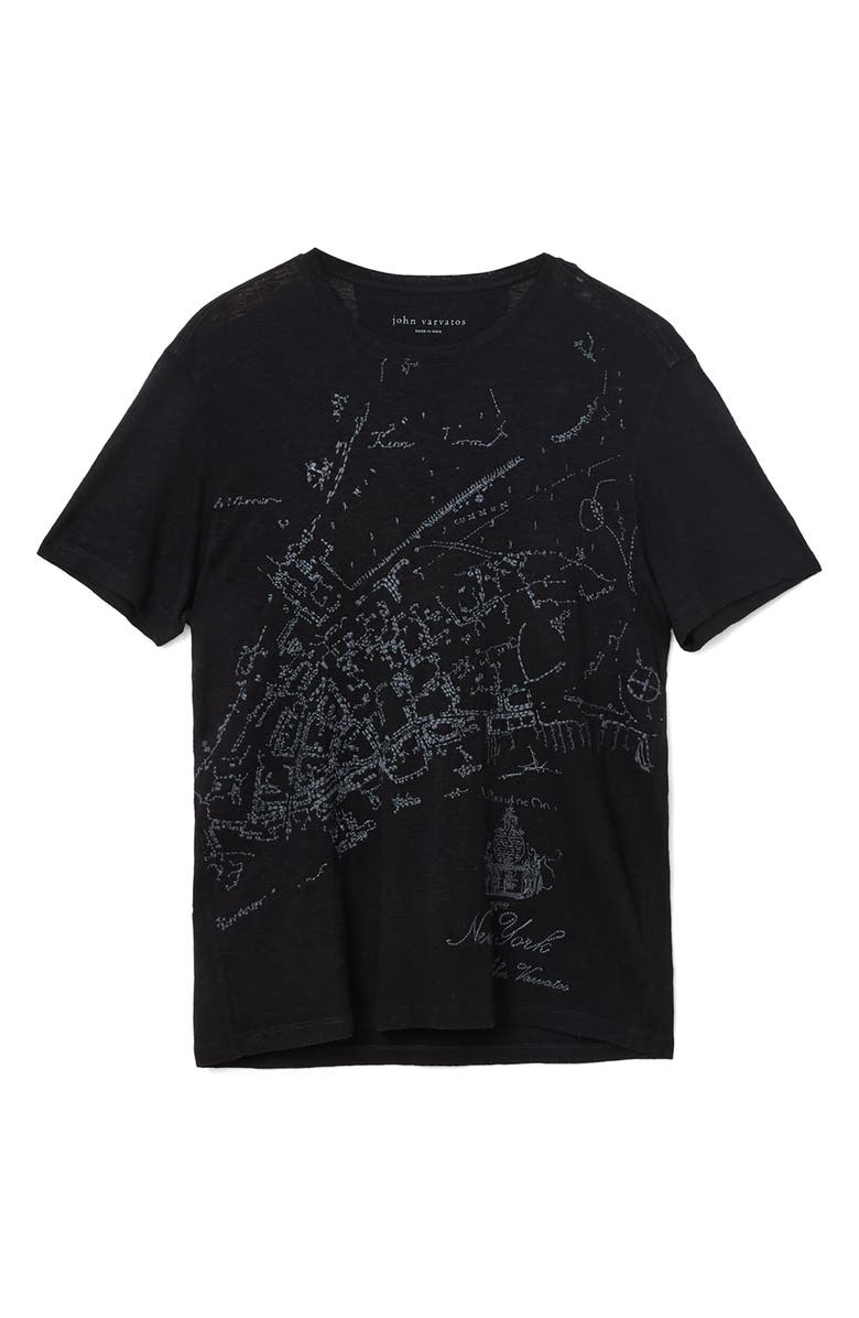 John Varvatos Embroidered Crewneck T-Shirt, Alternate, color, Black