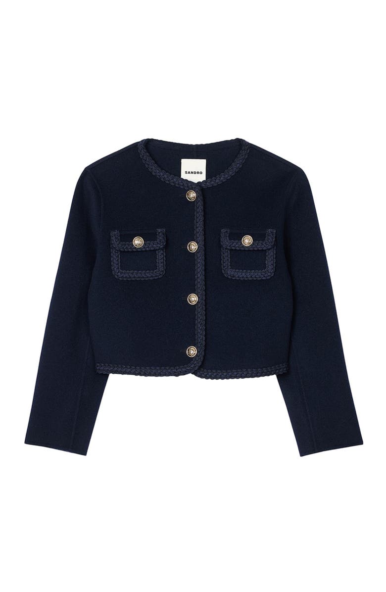 SANDRO Short wool jacket, Alternate, color, 