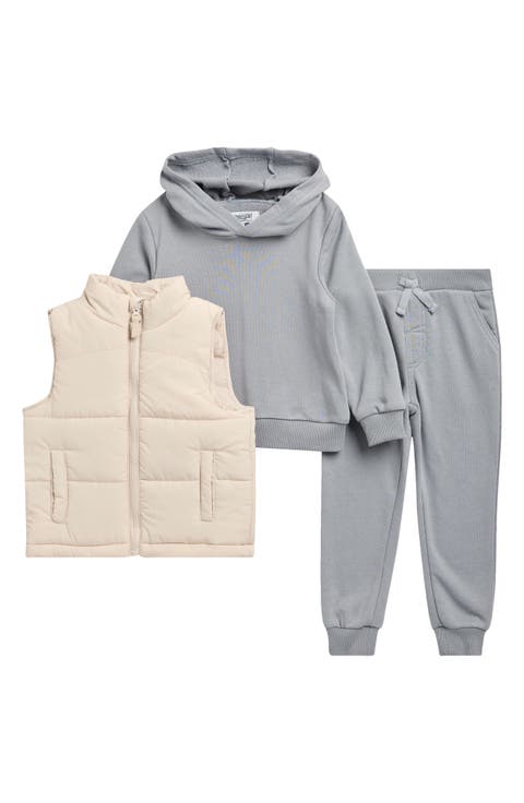 Kids' Hoodie, Joggers & Puffer Vest Set (Little Kid)