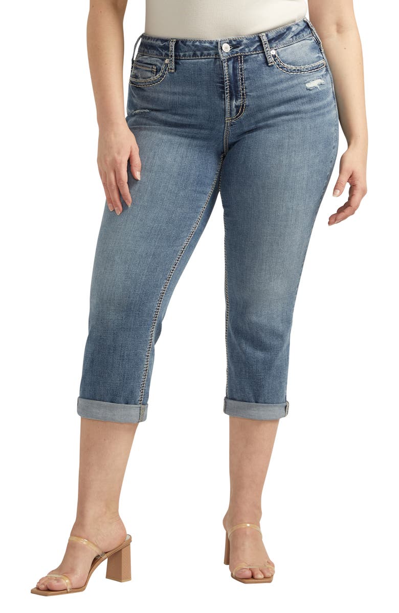 Silver Jeans Co. Suki Mid Rise Capri Jeans, Main, color, Indigo