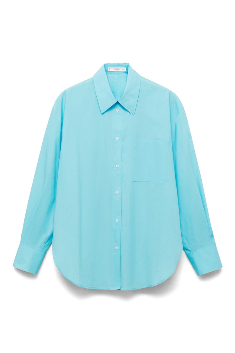 Oversize Poplin Button-Up Shirt, Alternate, color, BLUE