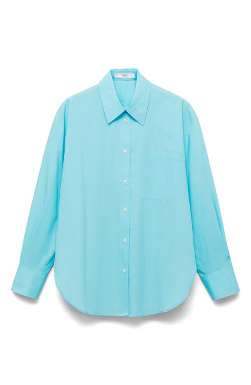 Shop Mango Oversize Poplin Button-up Shirt In Blue