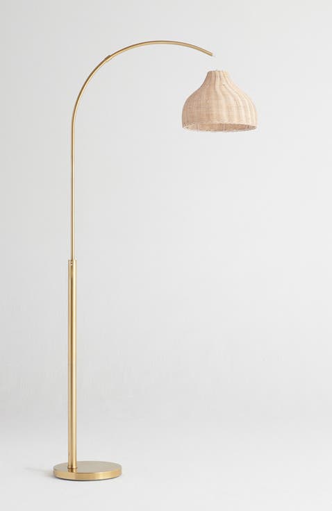 Lark 75" Boho Wicker LED Floor Lamp with Rattan Empire Shade, Bulb Included