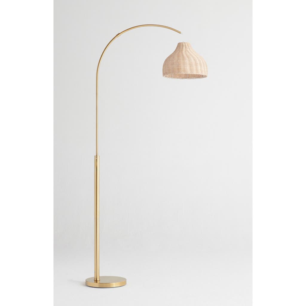 Brightech Lark 75" Boho Wicker Led Floor Lamp With Rattan Empire Shade, Bulb Included In Gold