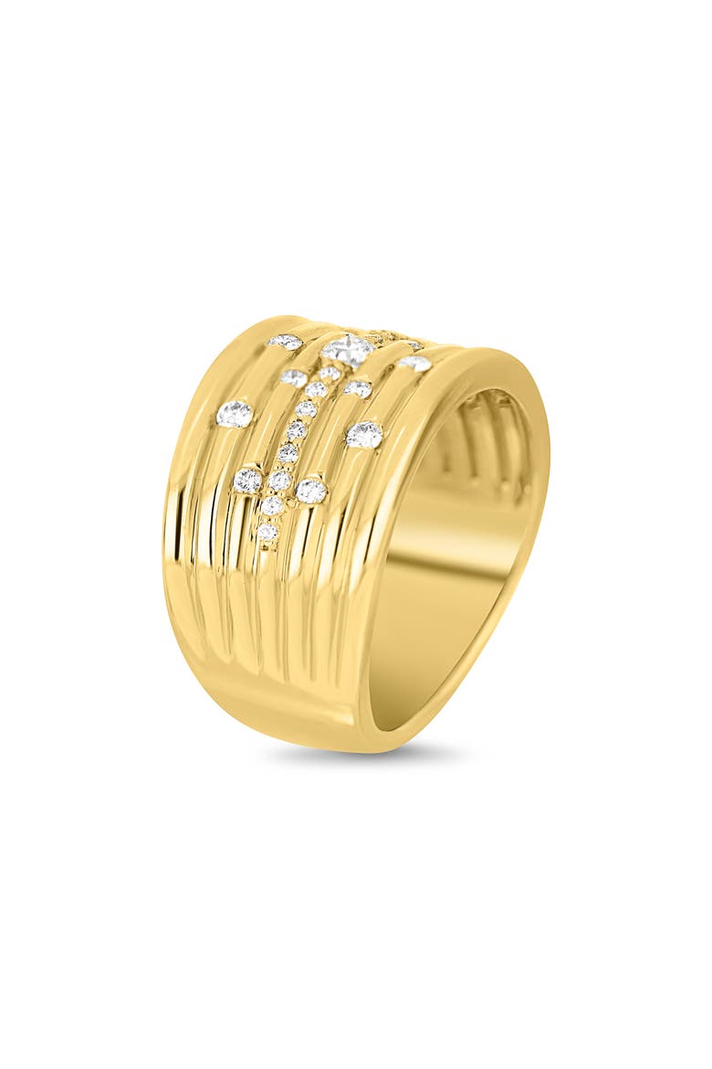 18K Gold Cleo Natural Diamond Fluted Wide Ring (Online Trunk Show), Alternate, color, 18K YELLOW GOLD/ DIAMOND