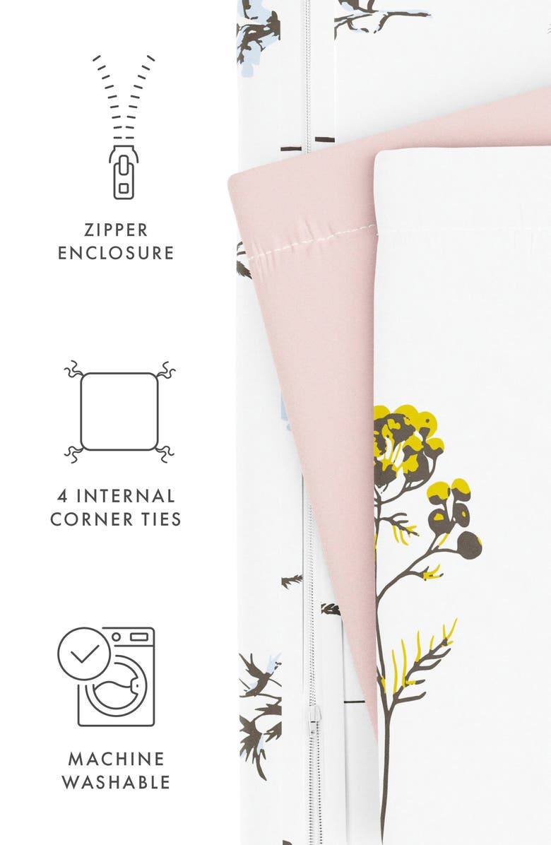 HOMESPUN IENJOY HOME Premium Ultra Soft Wild Flower Pattern 3-Piece Reversible Duvet Cover Set, Alternate, color, Pink