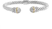 EFFY 925 Sterling Silver & 18K Yellow Gold Twisted Cable Diamond Cuff Bracelet