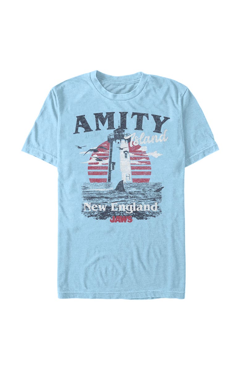 Jaws Men's Jaws Amity Island Tourist Lighthouse Graphic T-Shirt, Main, color, Light Blue