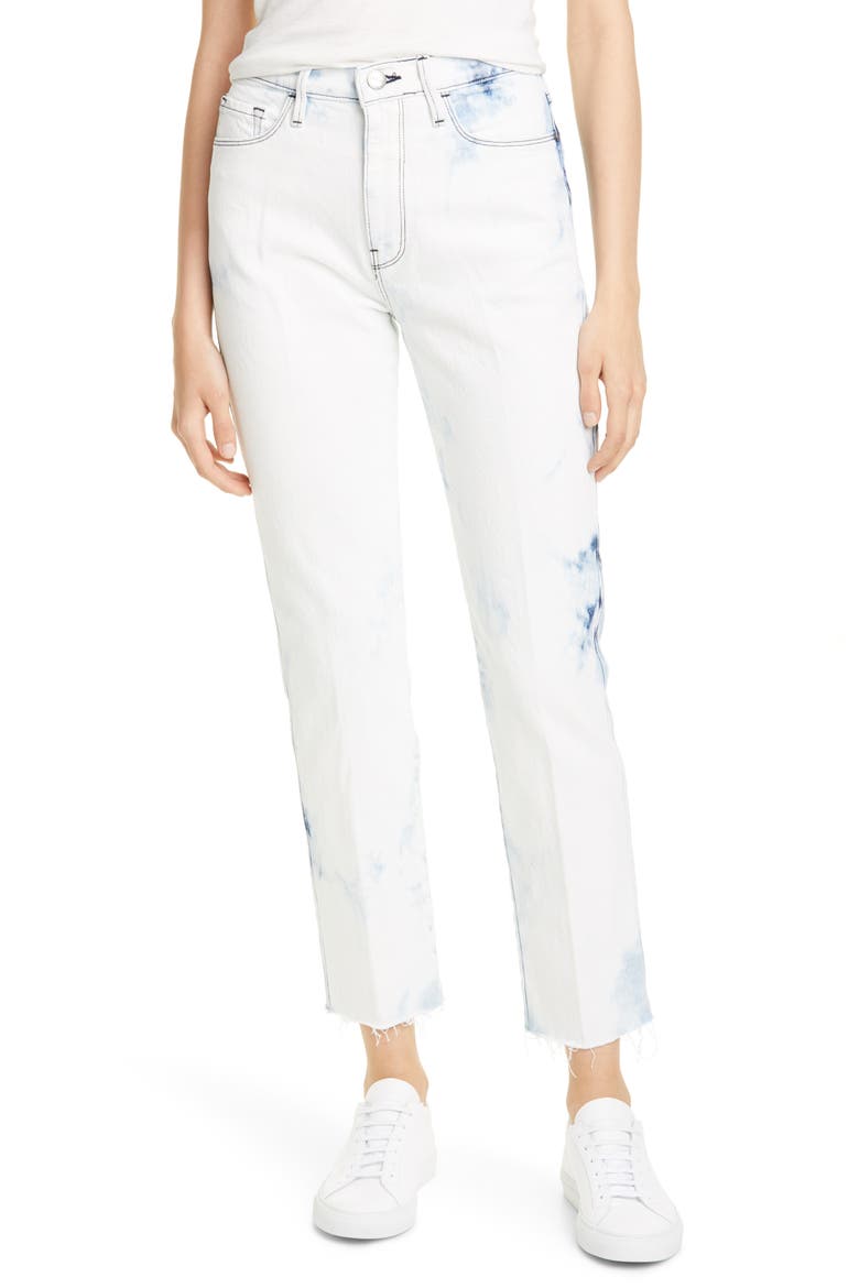 Le Sylvie High Waist Ankle Raw Hem Straight Leg Jeans, Main, color, SIGHTGLASS