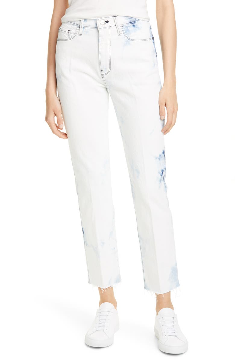 FRAME Le Sylvie High Waist Ankle Raw Hem Straight Leg Jeans, Main, color,