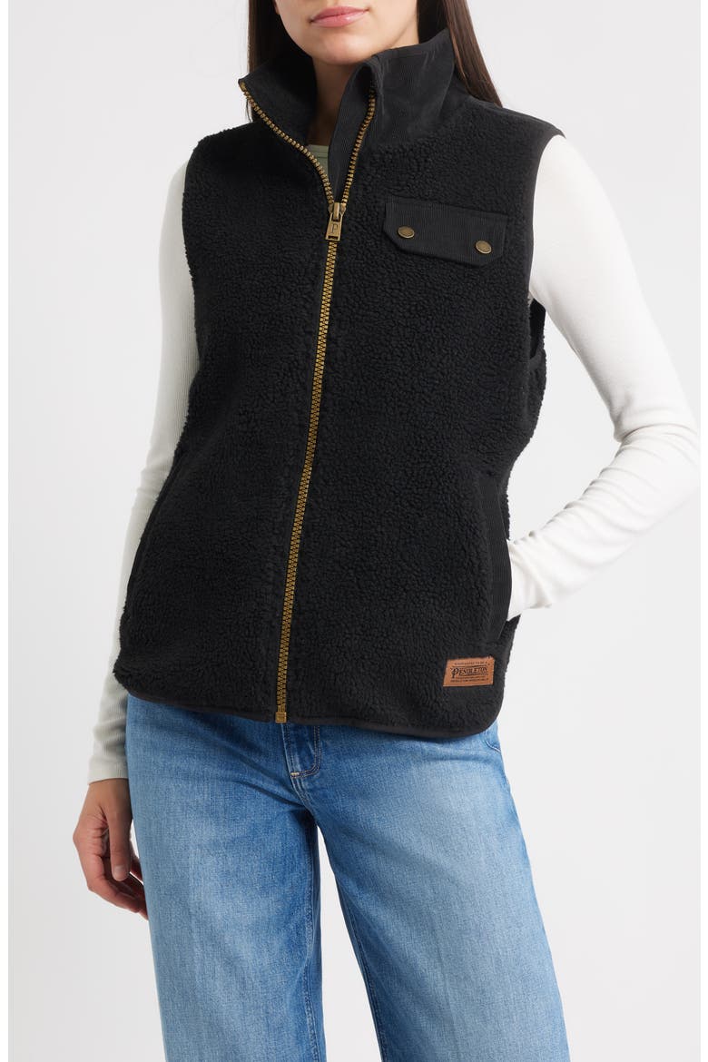 Laurel Fleece Vest, Main, color, BLACK