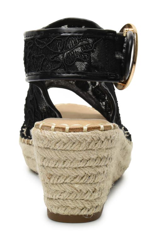 Catherine Catherine Malandrino Latio Mesh Lace Wedge Sandal In Black