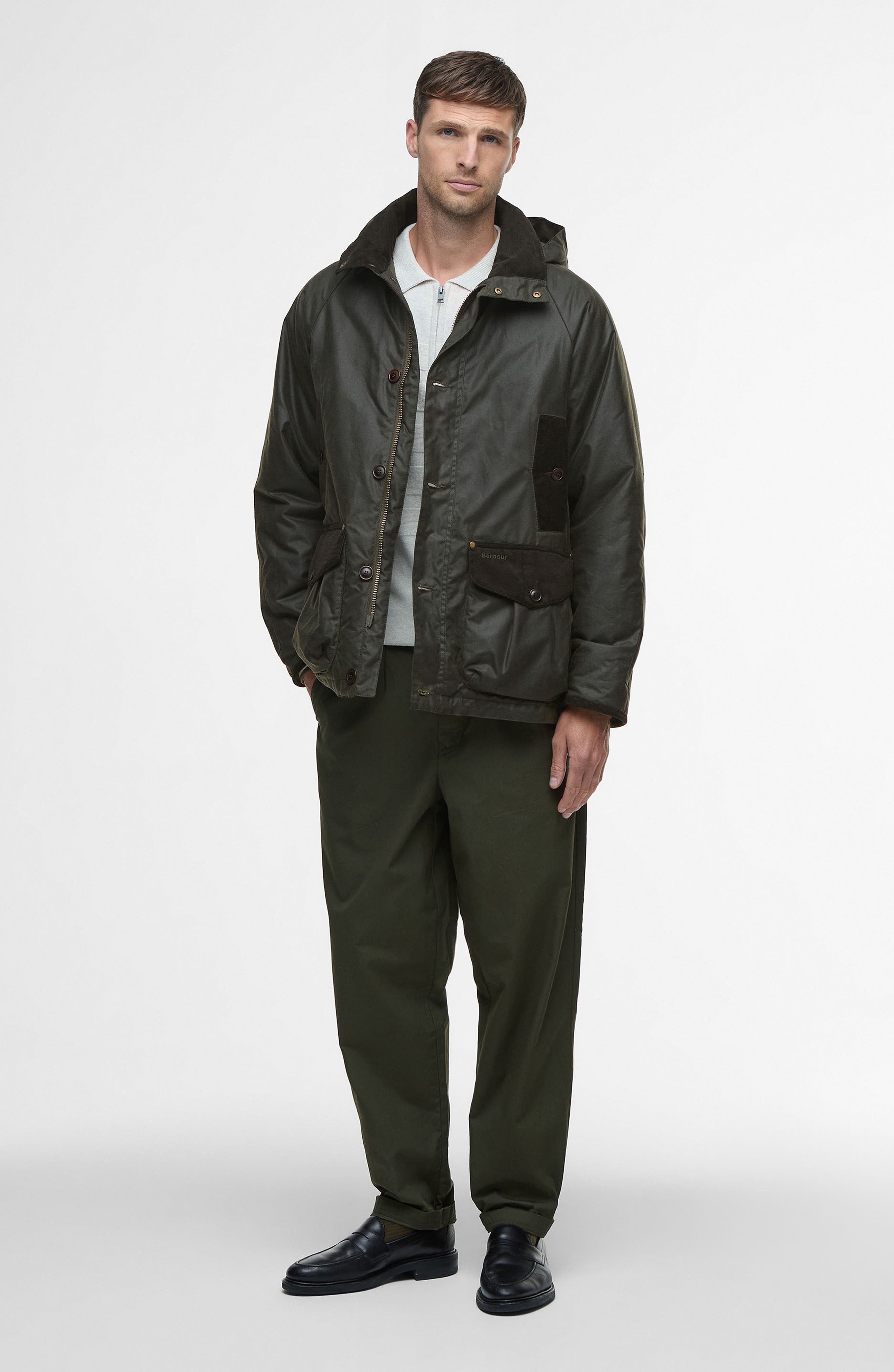 Barbour - barbour waxed cotton jacket バブアー Barbour Modern Waxed Cotton Jacket with Removable Hood (Men
