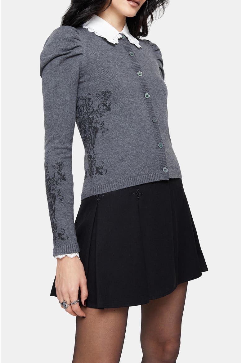 Nia Puff Sleeve Arch Knit Cardigan, Main, color, Grey