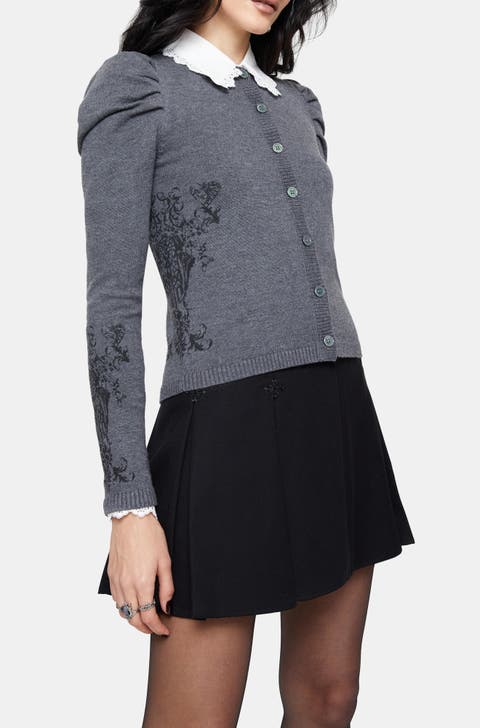 Nia Puff Sleeve Arch Knit Cardigan