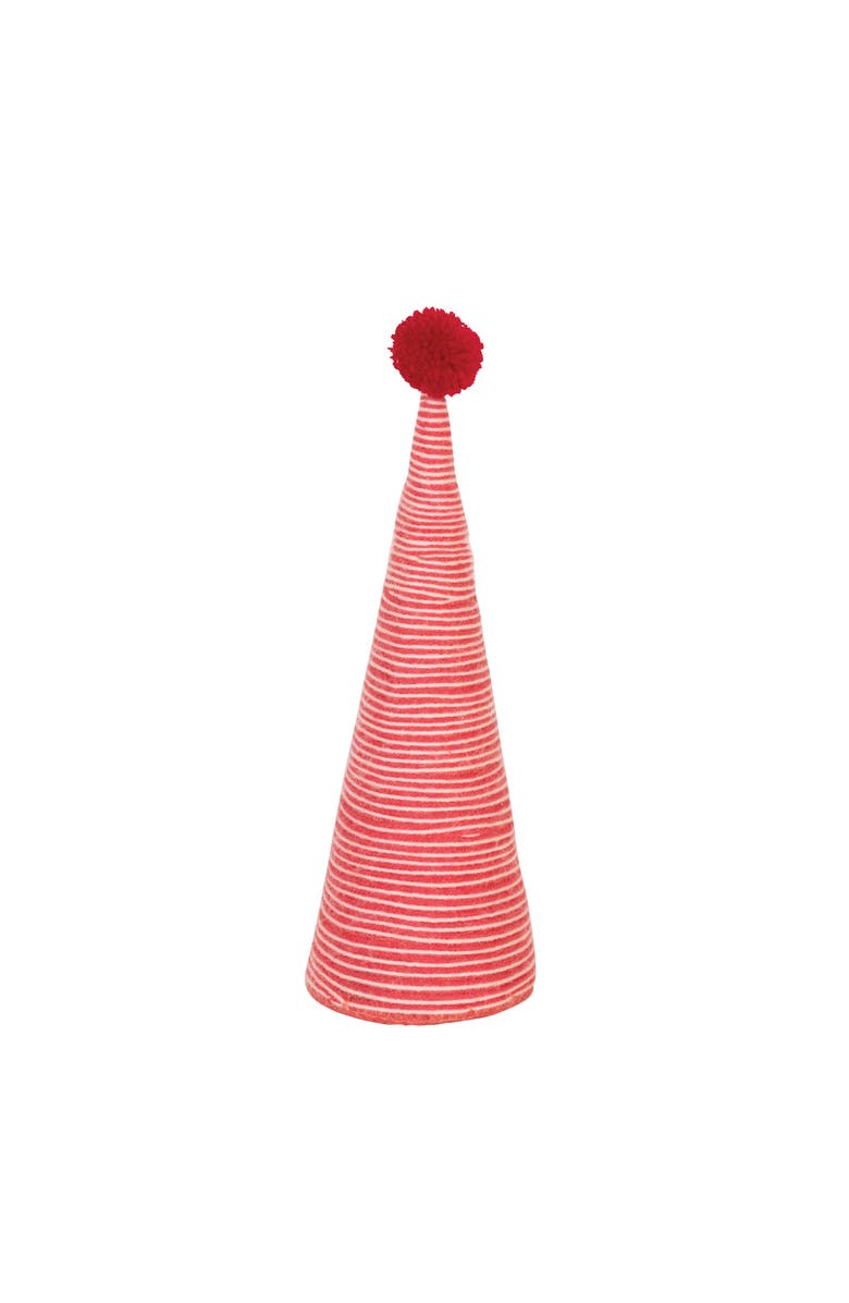Storied Home Wool Yarn Wrapped Tree with Pom Pom, Red, Main, color, Red