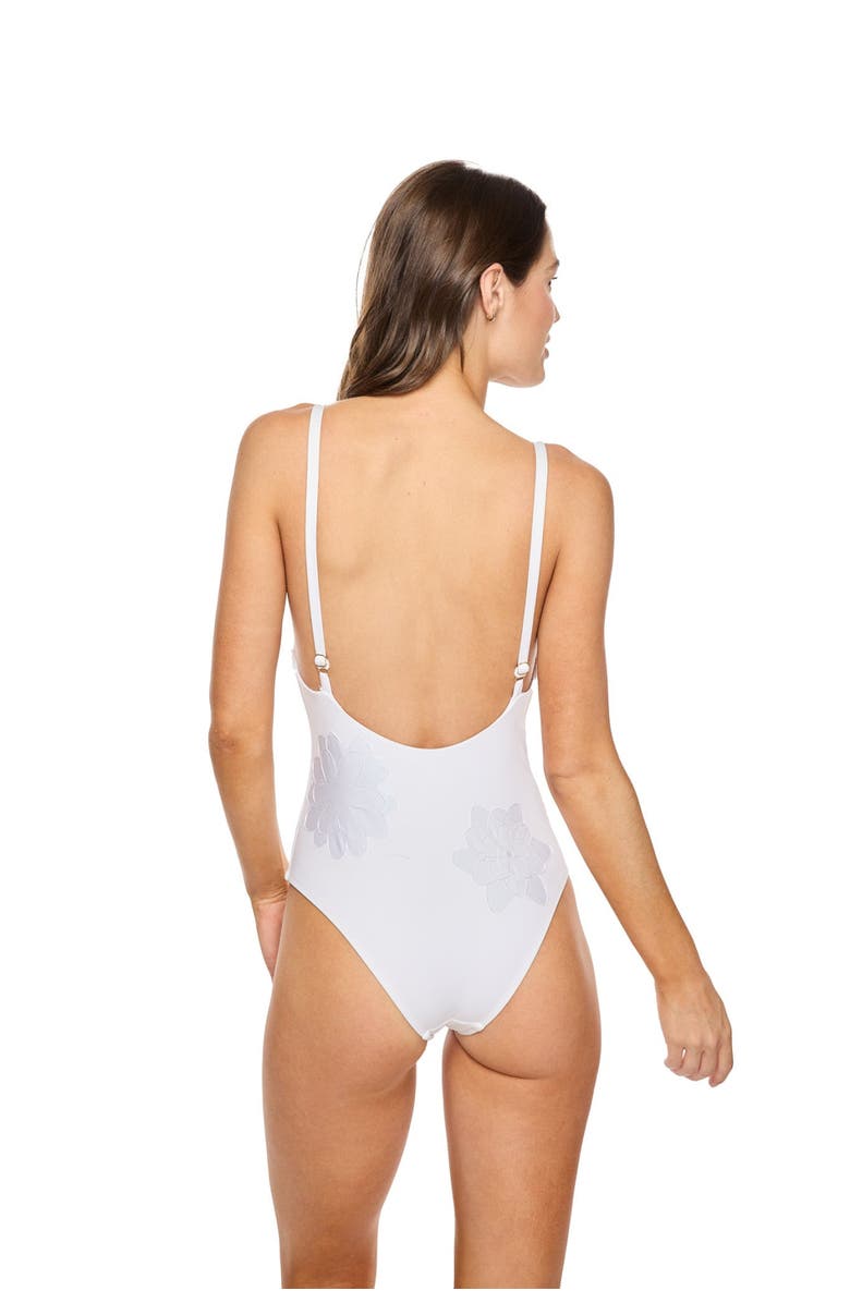 TABACARU Catherine Floral Applique One-Piece Swimsuit, Alternate, color, White