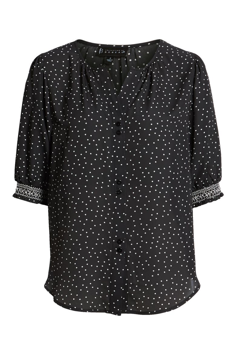 Valerie Dotted Puff Sleeve Blouse, Alternate, color, BLACK/ LILAC DOT