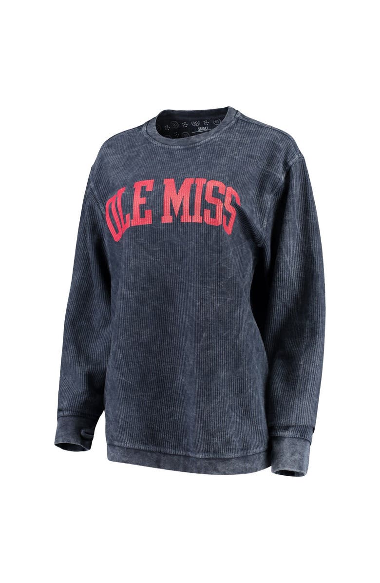 PRESSBOX Women's Pressbox Navy Ole Miss Rebels Comfy Cord Vintage Wash Basic Arch Pullover Sweatshirt, Alternate, color, Navy