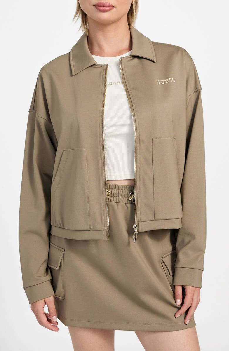 GUESS Carla Stretch Nylon Zip Jacket, Main, color,