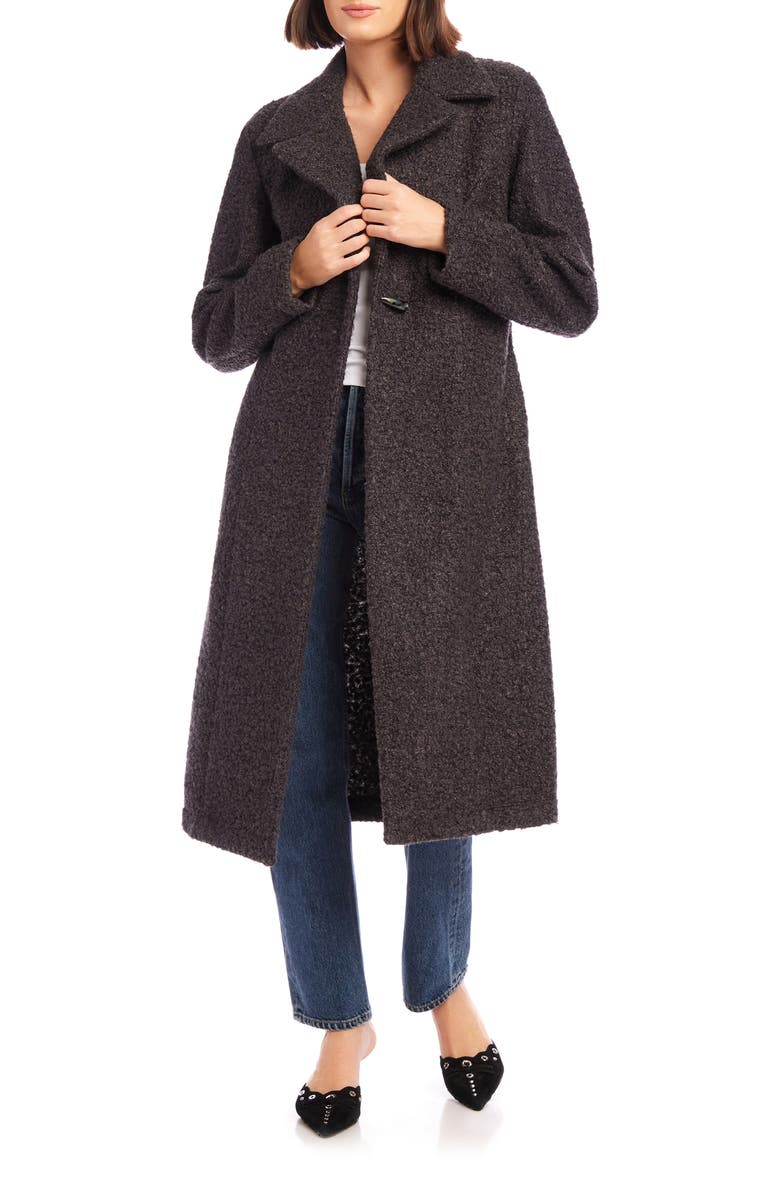 FIFTEEN TWENTY Teddy Bouclé Longline Coat, Main, color, Charcoal