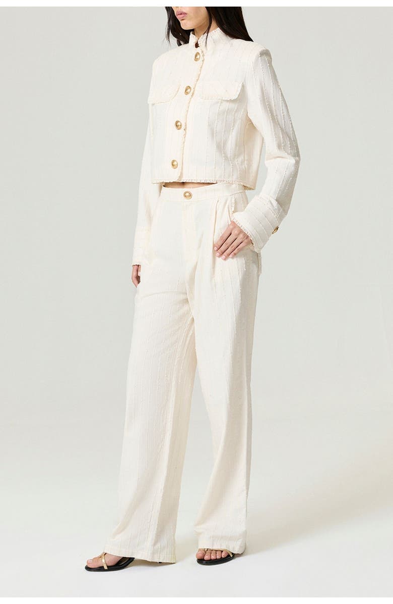 Nocturne Ruffle Trim Detailed Pants, Alternate, color, Ivory