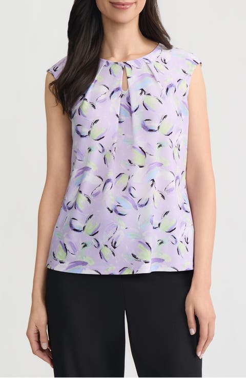 Floral Keyhole Sleeveless Top