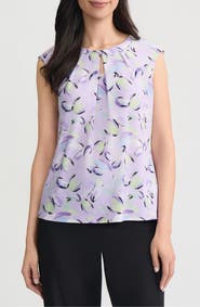 KASPER Floral Keyhole Sleeveless Top