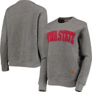 PRESSBOX Women's Pressbox Heather Charcoal Iowa State Cyclones Moose Quilted Pullover Sweatshirt