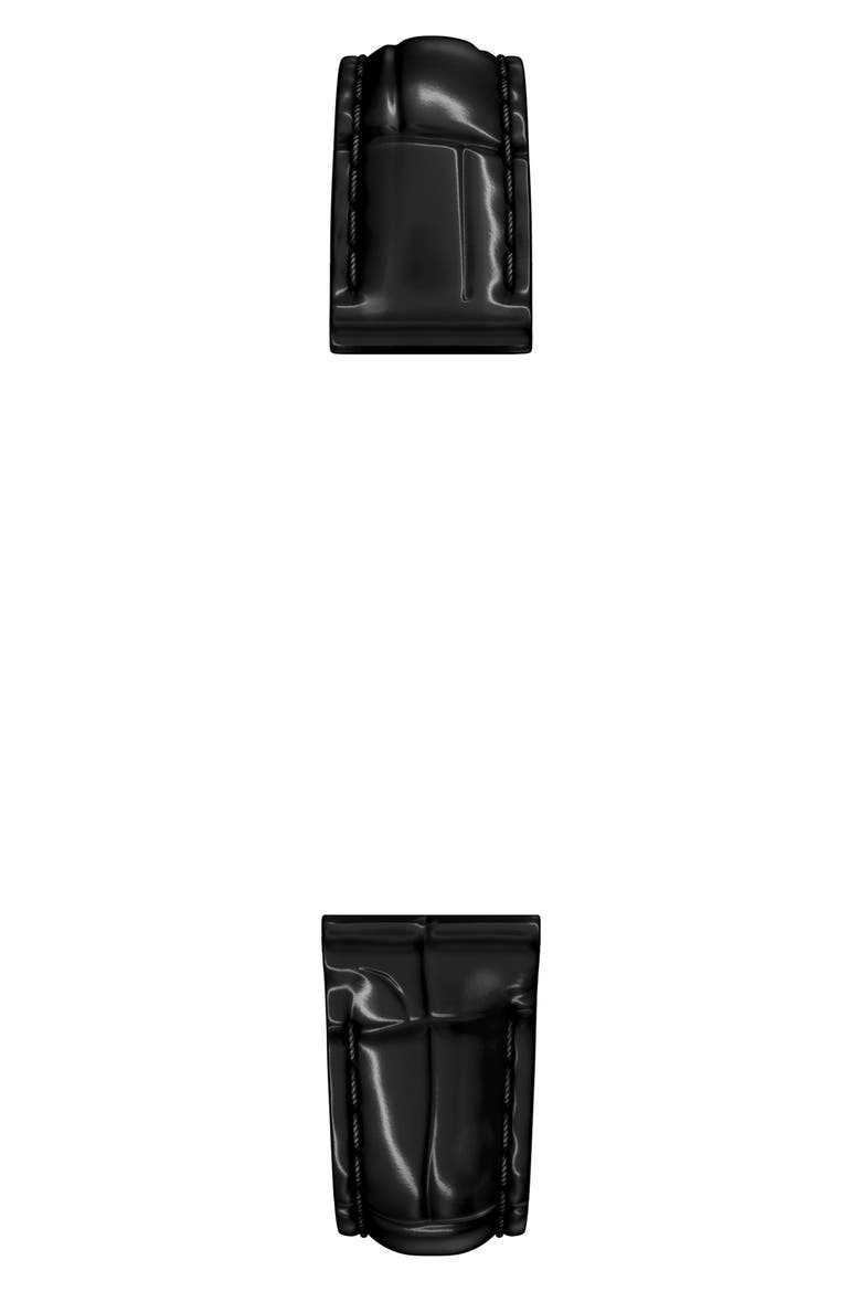 Croc Embossed Leather Watchband, 18mm, Alternate, color, BLACK
