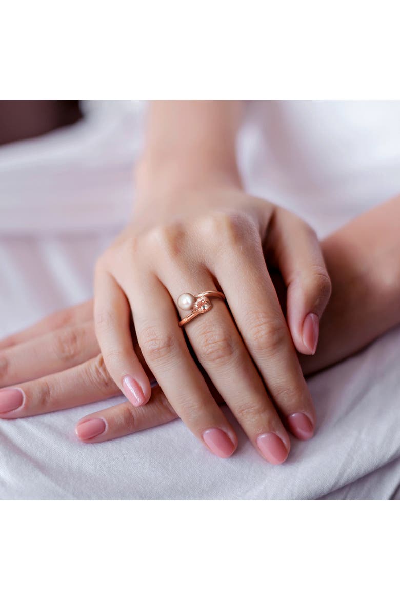 Cultured Pearl & Morganite 2-Stone Ring 10k, Alternate, color, Rose Gold