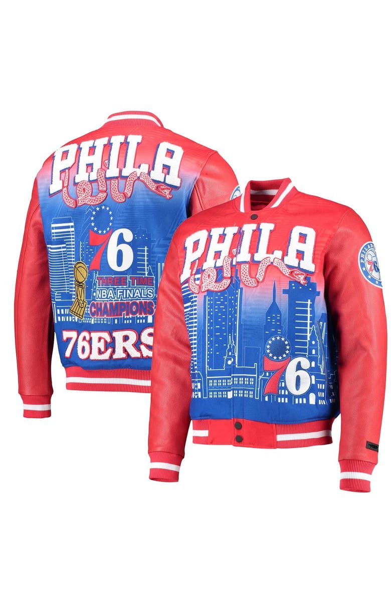 PRO STANDARD Men's Pro Standard Red Philadelphia 76ers Remix Varsity Full-Zip Jacket, Main, color, Red