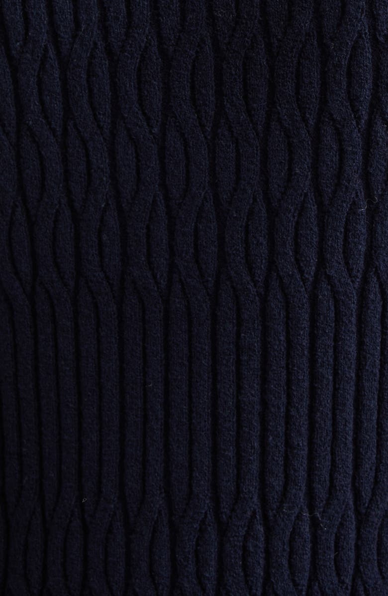 EENK Contrast Trim Pointelle Cable Knit Cardigan, Alternate, color, Navy