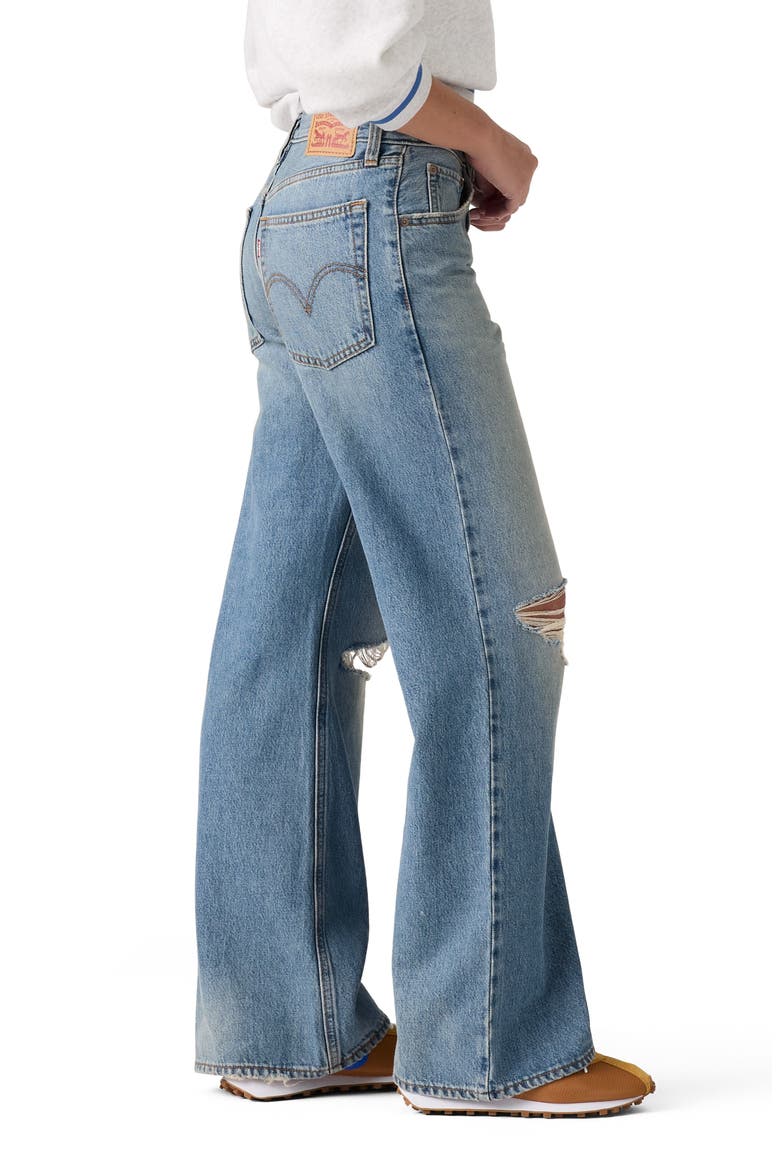 Middy Distressed Loose Bootcut Jeans, Alternate, color, YELLOW FLAG