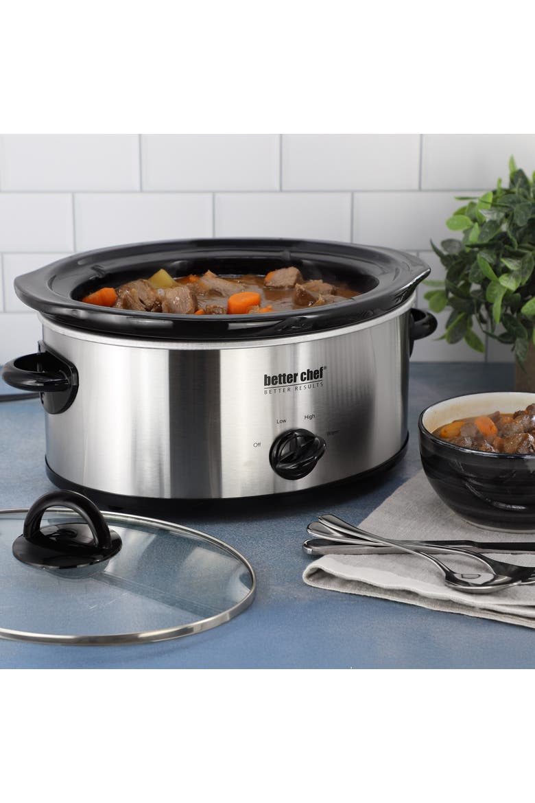 3 Quart Slow Cooker with Removable Stoneware Crock, Alternate, color, Silver