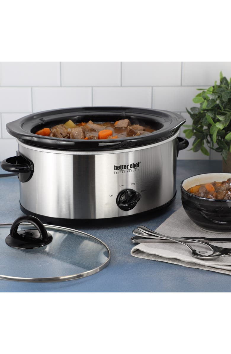 Better Chef 3 Quart Slow Cooker with Removable Stoneware Crock, Alternate, color, Silver