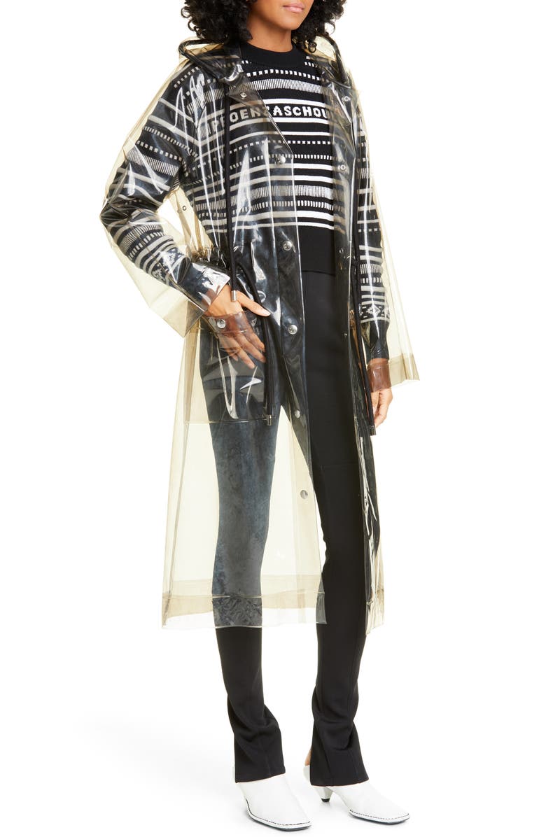 Proenza Schouler White Label Hooded Transparent Raincoat, Alternate, color, 