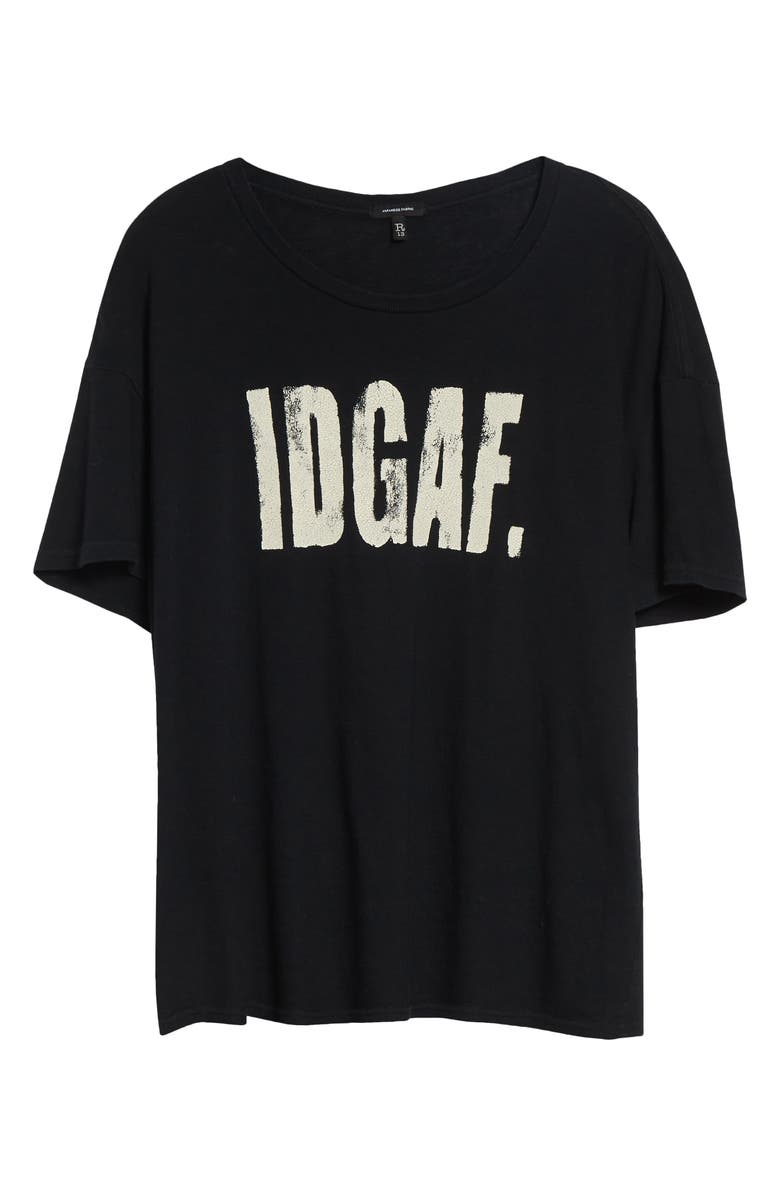 R13 IDGAF Cotton & Cashmere Graphic T-Shirt, Main, color, Black