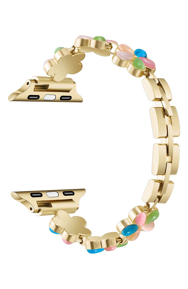 The Posh Tech June Flower Bracelet Apple Watch<sup>®</sup> Watchband, Alternate, color, Gold Multi