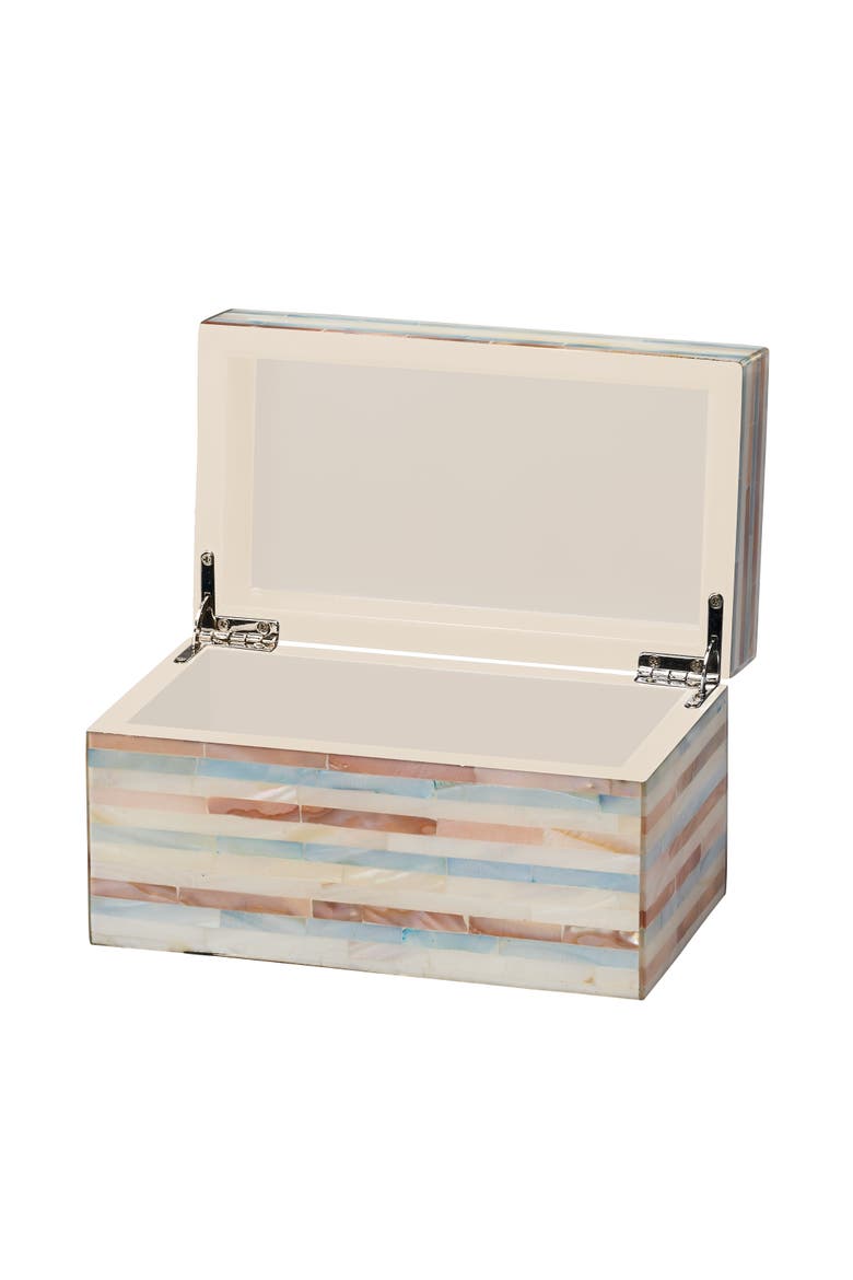 Roosevelt Blue Mother of Pearl Decorative Box, Small, Alternate, color, Blue