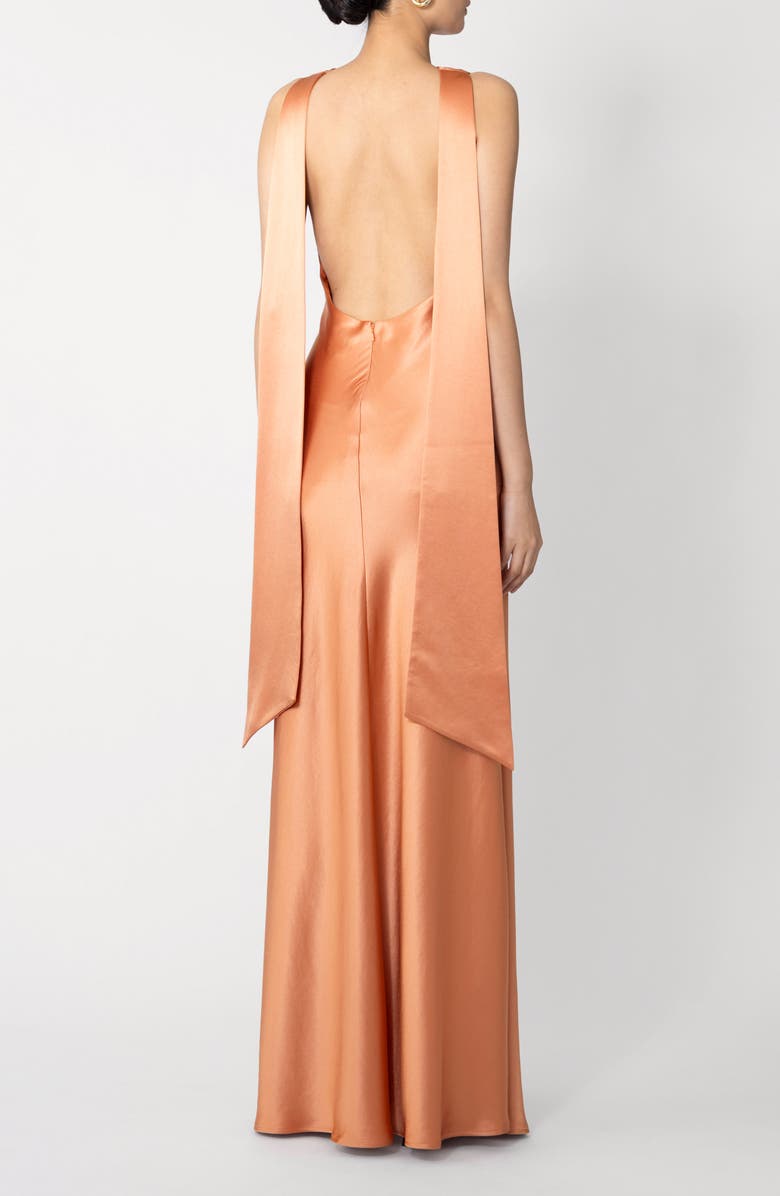 SAU LEE Priscilla Satin Gown, Alternate, color, Terracotta