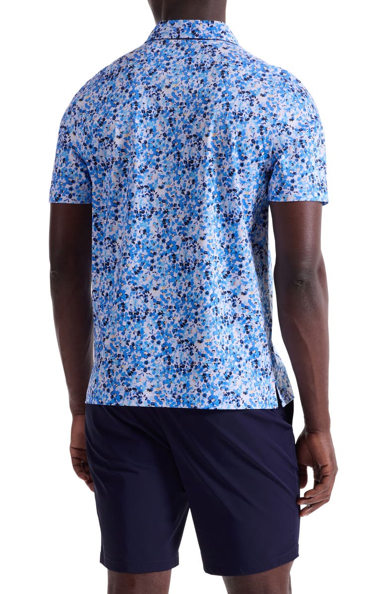 Bugatchi Hendrix Digital Painted Floral Print Pima Cotton Polo, Alternate, color, Classic Blue