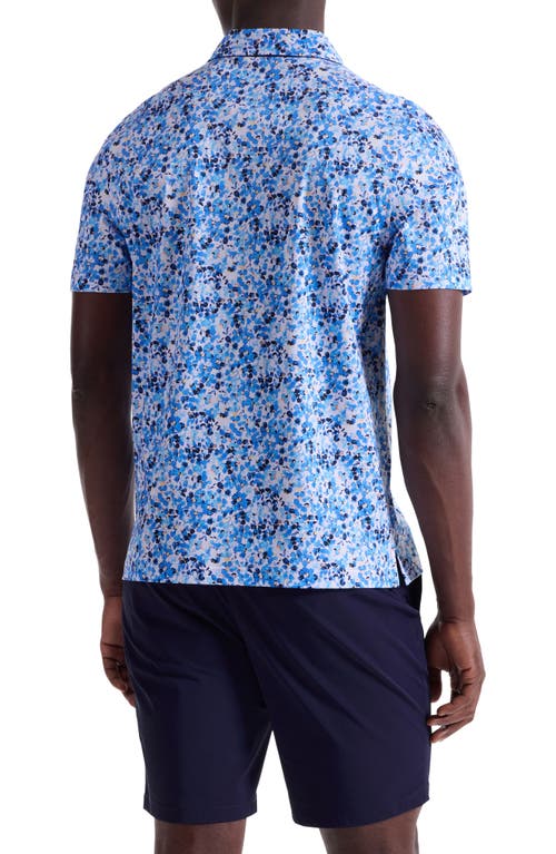 Bugatchi Hendrix Digital Painted Floral Print Pima Cotton Polo In Blue