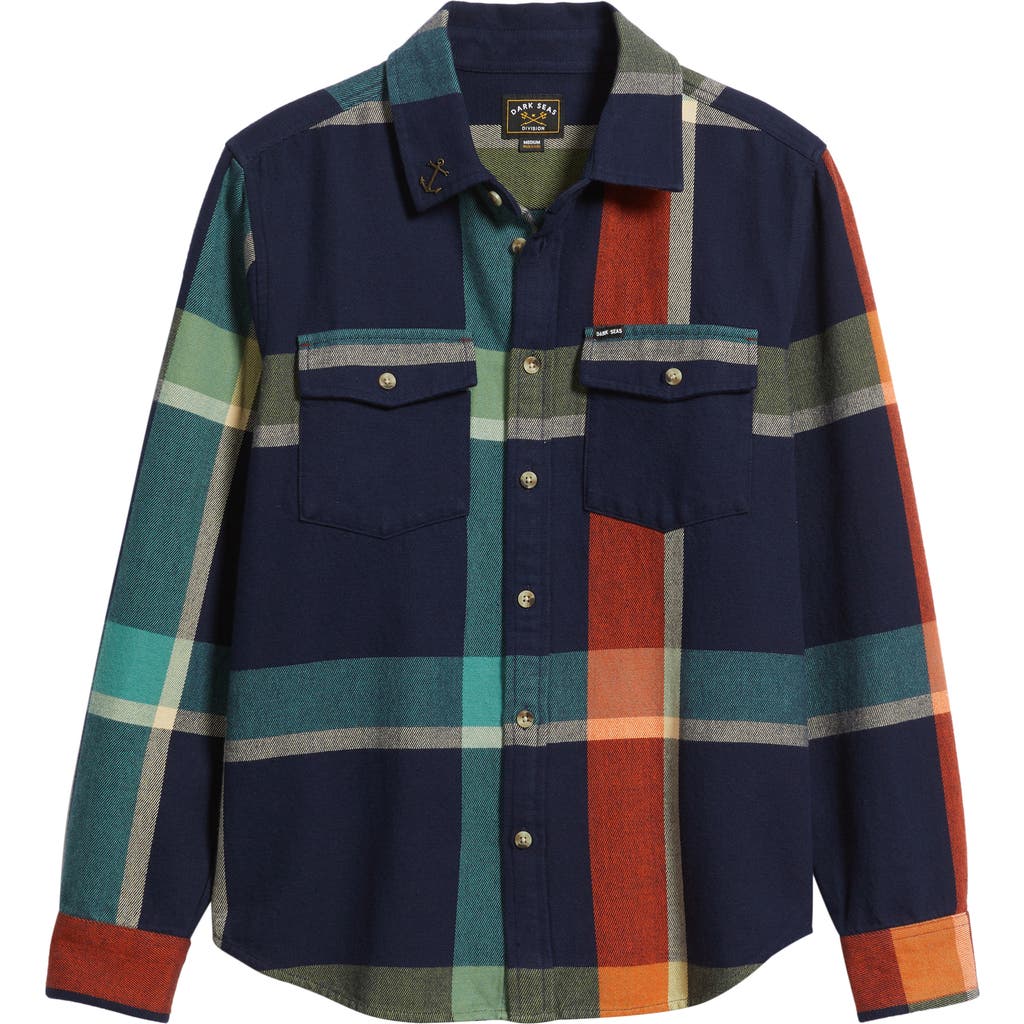 Dark Seas Mojave Plaid Cotton Flannel Button-up Shirt In Multi