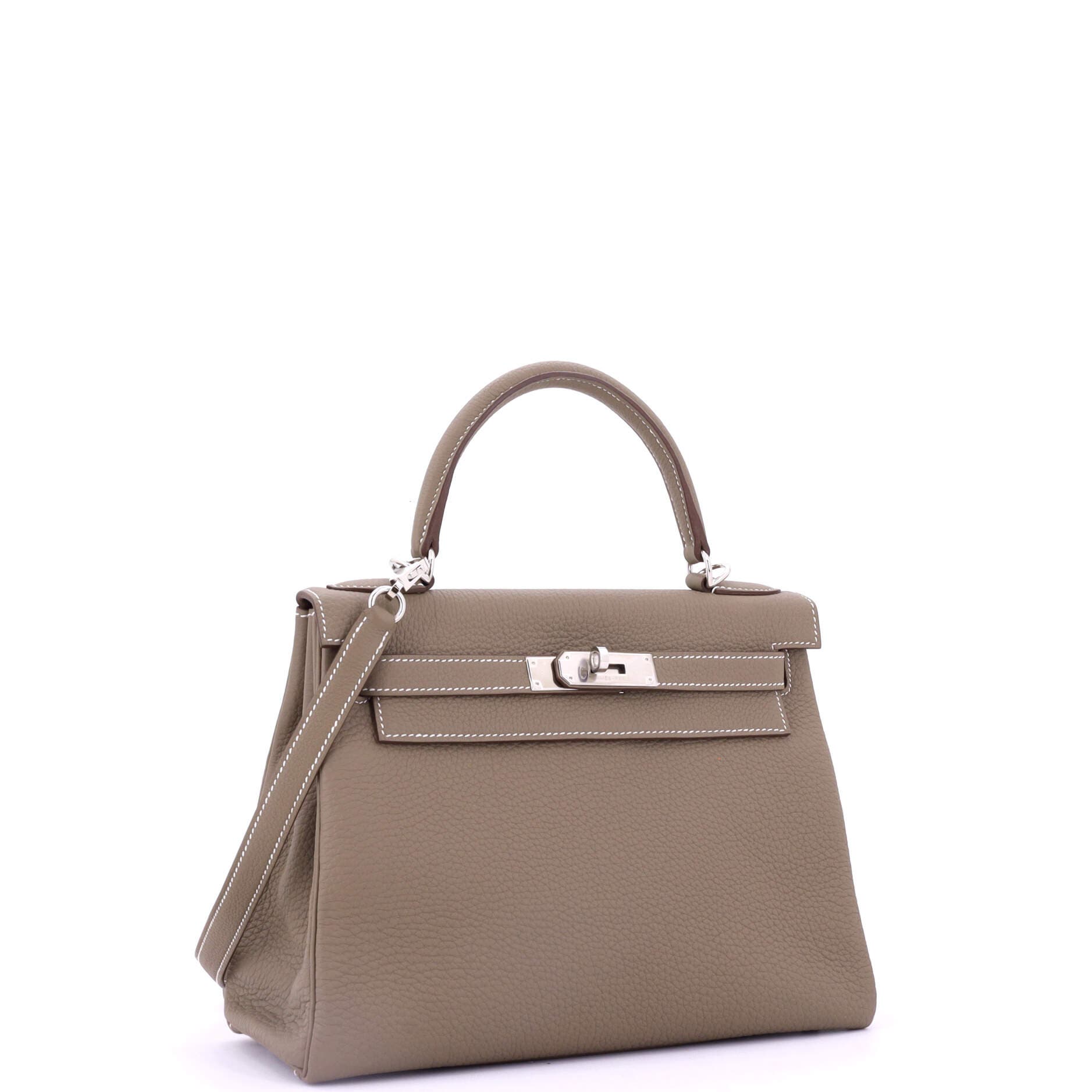Pre-Owned Hermes Kelly Handbag Grey Togo with Palladium Hardware 28, Alternate, color, Etoupe