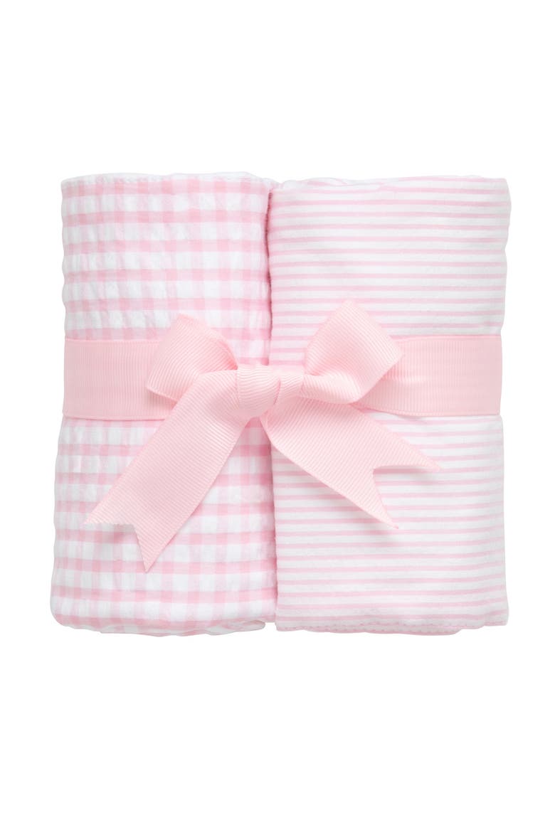 Basics Set of Two Burp Cloths, Main, color, Pink Stripe & Pink Check