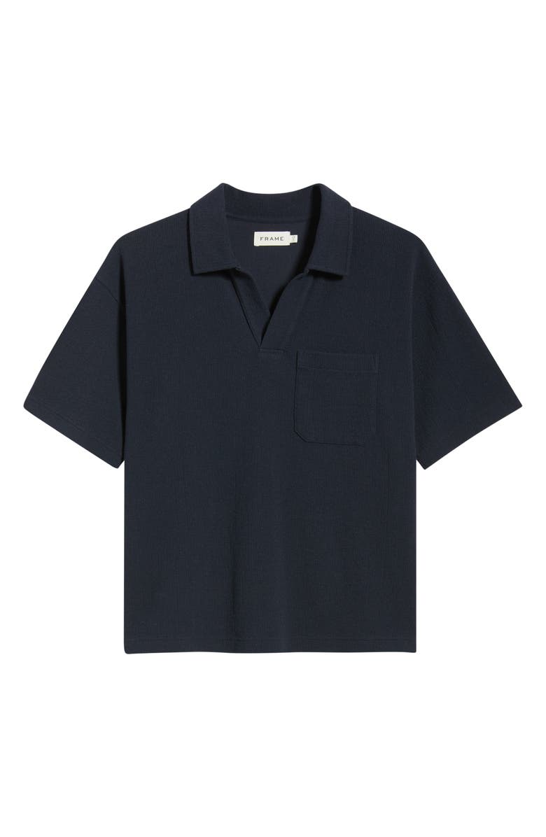 FRAME Textured Cotton Blend Polo, Main, color, Dark Navy