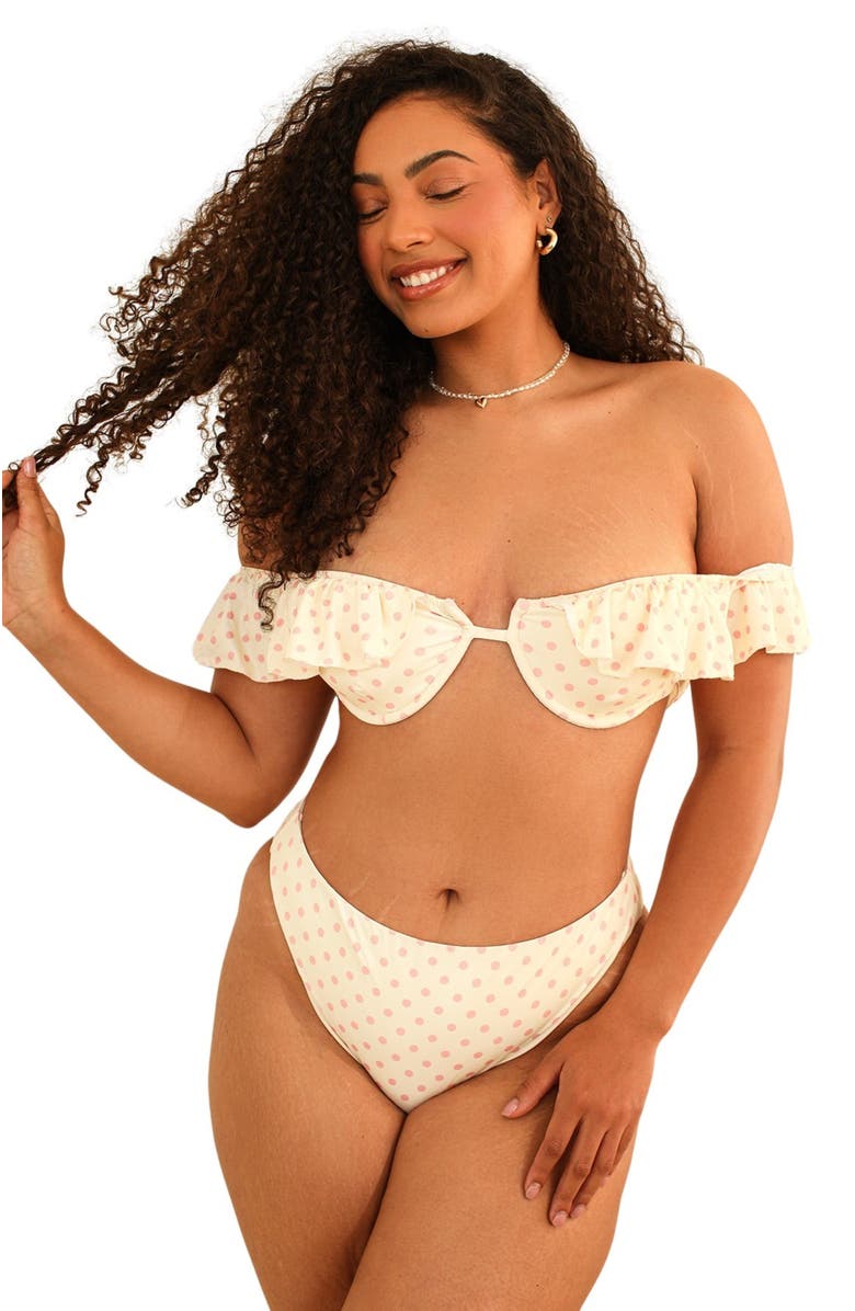 Dippin Daisys Seashore High Waist Cheeky Bikini Bottom, Main, color, Dotted Pink