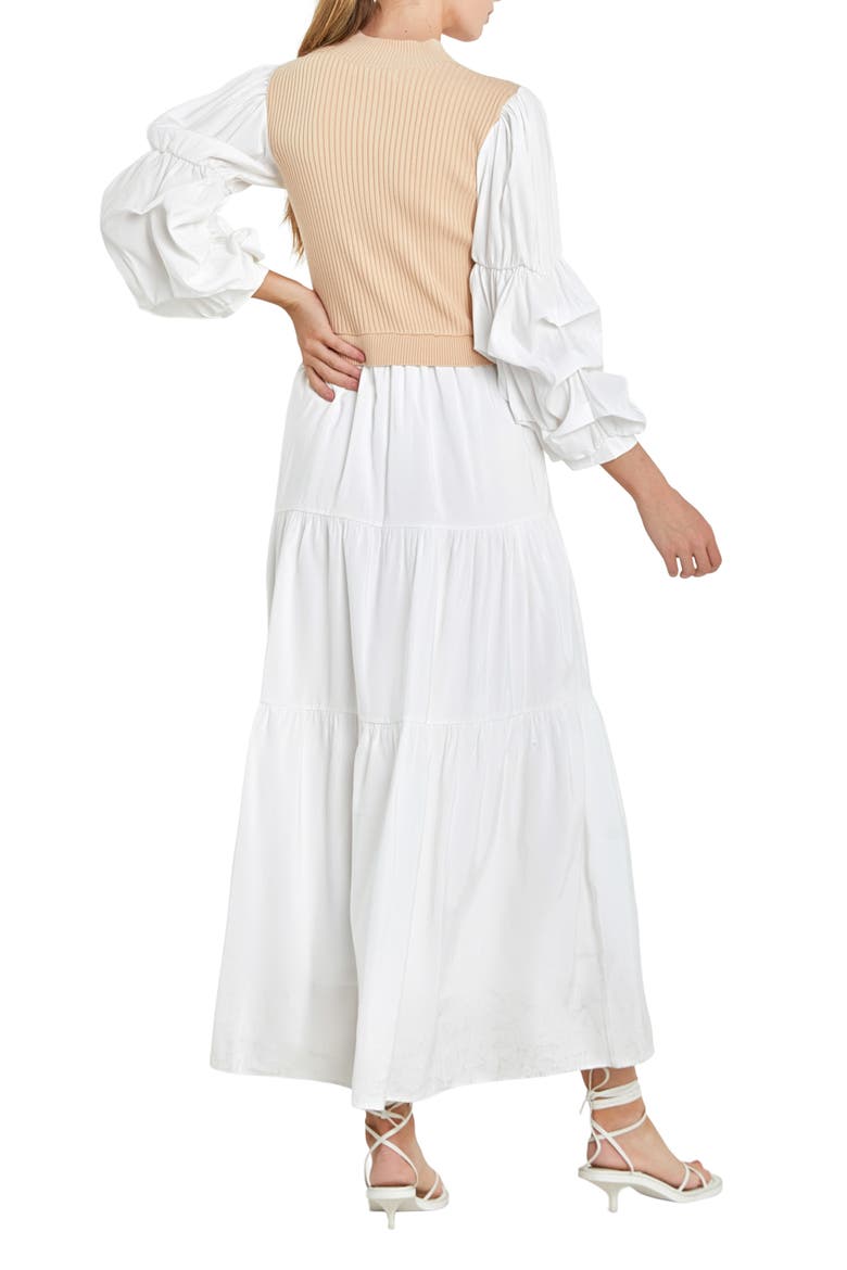 Layered Mixed Media Maxi Dress, Alternate, color, BEIGE