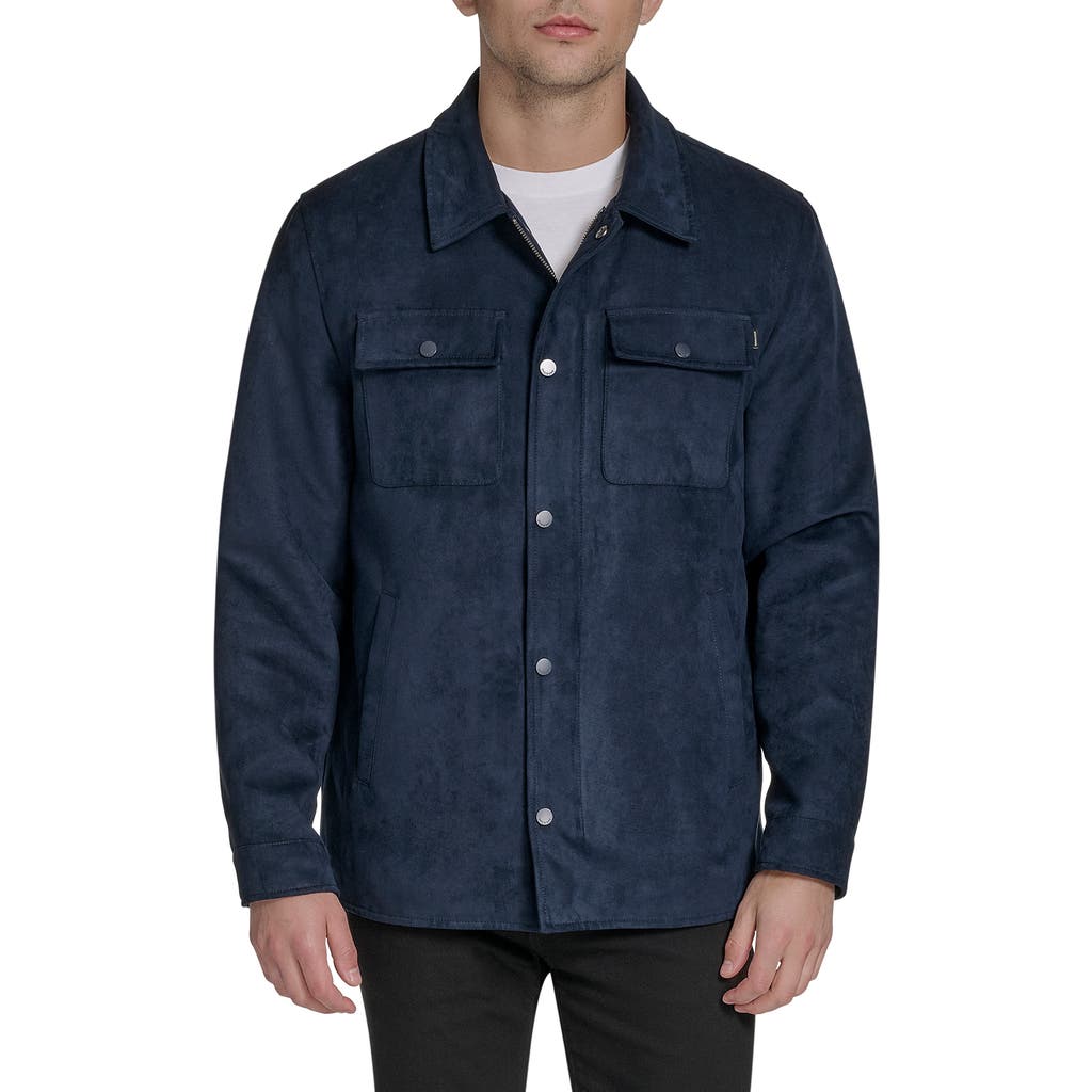 Dockers Faux Suede Shacket In Blue